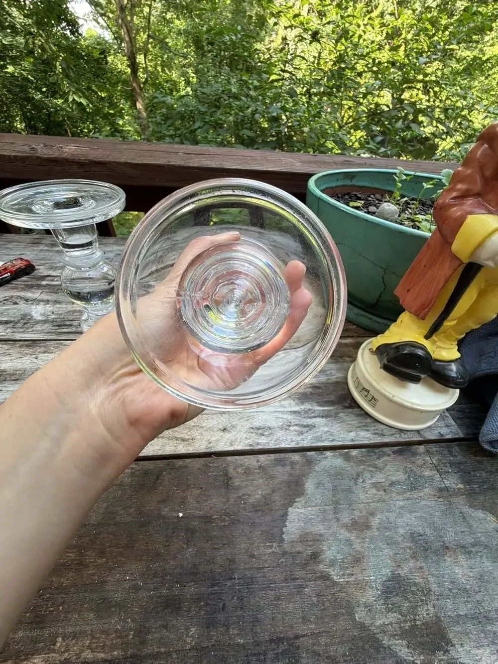 Set of 2 Clear Bubble Glass Pillar Candle Holders
